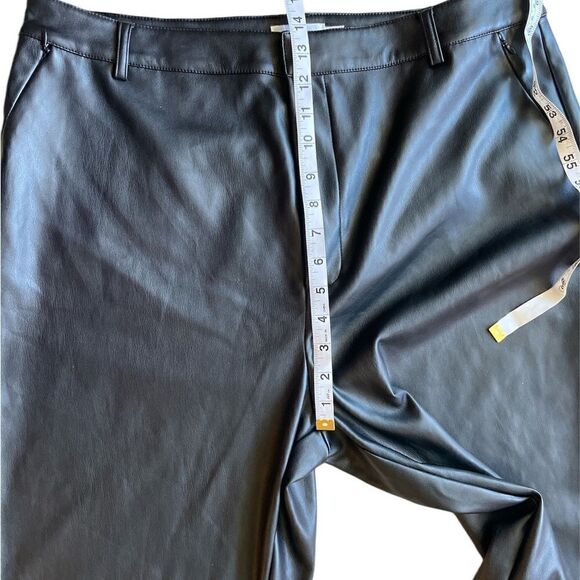 GOOD AMERICAN FAUX LEATHER WIDE LEG CROPPED TROUSER Size 15 NWOT - Picture 6 of 11